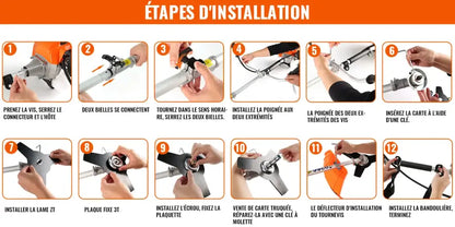 Débroussailleuse thermique 52 cm³ 3-en-1 – moteur 2 temps - Débroussailleuse 3-en-1 / France - Débroussailleuse