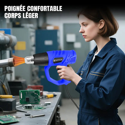 Décapeur thermique 2000 W 300–600 °C – 3 buses et racloir - Bleu + 3 buses et racloir / 2000 W et plus / France