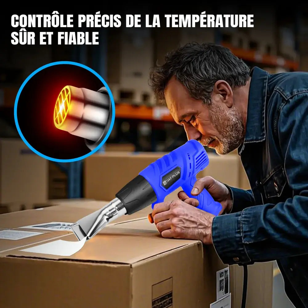 Décapeur thermique 2000 W 300–600 °C – 3 buses et racloir - Bleu + 3 buses et racloir / 2000 W et plus / France