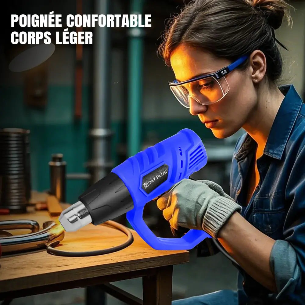 Décapeur thermique 2000 W 300–600 °C – 3 buses et racloir - Bleu + 3 buses et racloir / 2000 W et plus / France