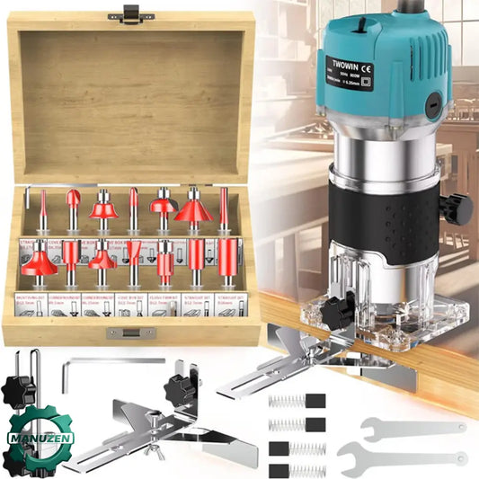 Défonceuse affleureuse Électrique 800W Pour Bois Et Panneaux Composites 30000 Tours Prise EU + 15 accessoires France