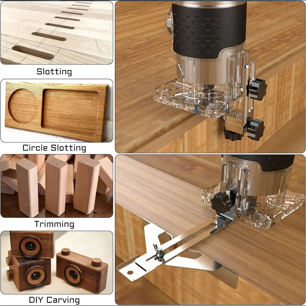 Défonceuse Bois 800W 30000 tours min Collet 6,35 mm Fraisage Précis