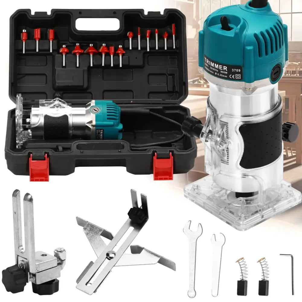 Défonceuse Bois 800W 30000 tours min Collet 6,35 mm Fraisage Précis