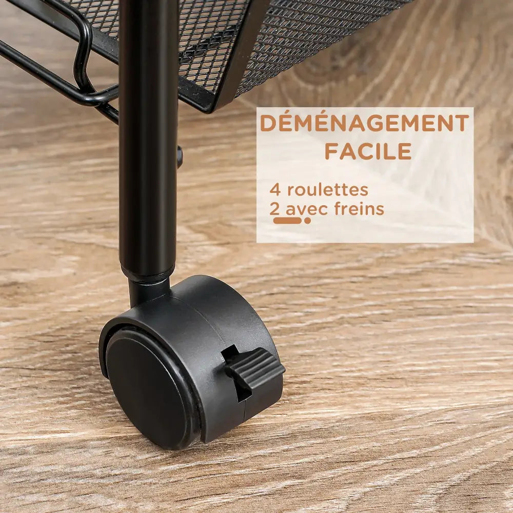 Desserte à roulettes 3 paniers – métal noir 45 cm - Depuis la France - desserte roulettes 3 paniers