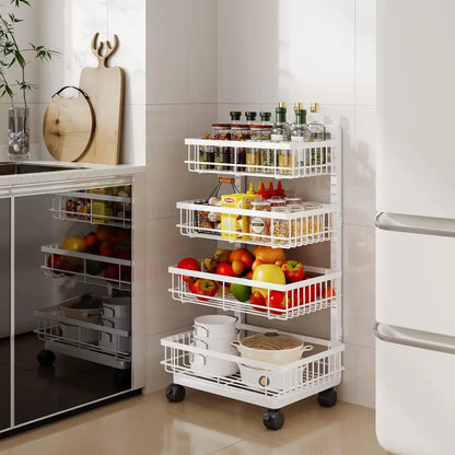 Desserte de cuisine à roulettes avec paniers de rangement - desserte cuisine roulettes paniers