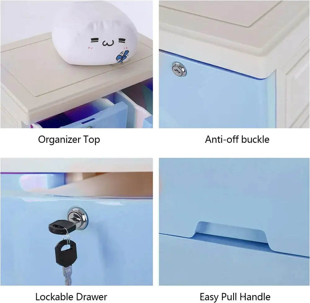 Desserte de rangement 6 tiroirs sur roulettes – 50 × 35 × 102 cm - France / Bleu - Desserte à tiroirs
