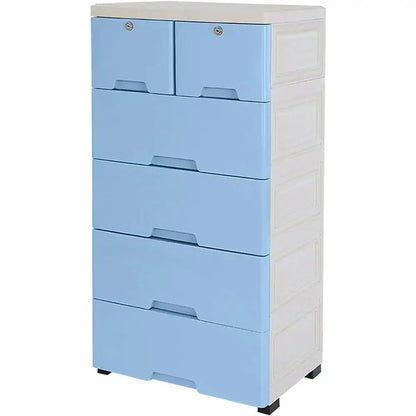 Desserte de rangement 6 tiroirs sur roulettes – 50 × 35 × 102 cm - France / Bleu - Desserte à tiroirs