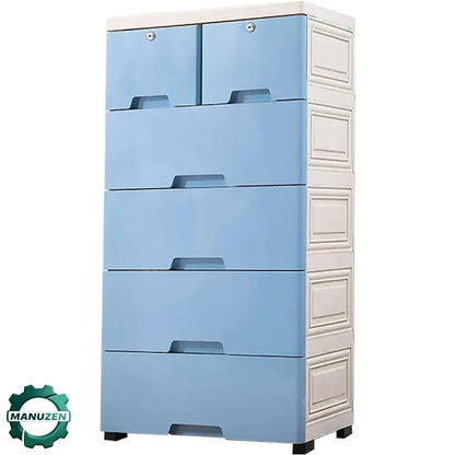Desserte de rangement 6 tiroirs sur roulettes – 50 × 35 × 102 cm - France / Bleu - Desserte à tiroirs