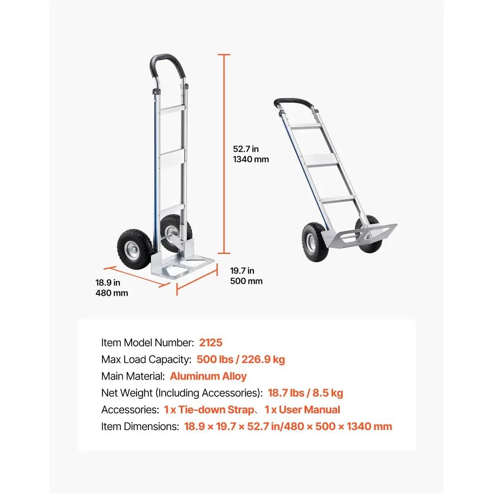 Diable de manutention 500 lb (227 kg) en aluminium — SucceBuy 500 lb (227 kg) France