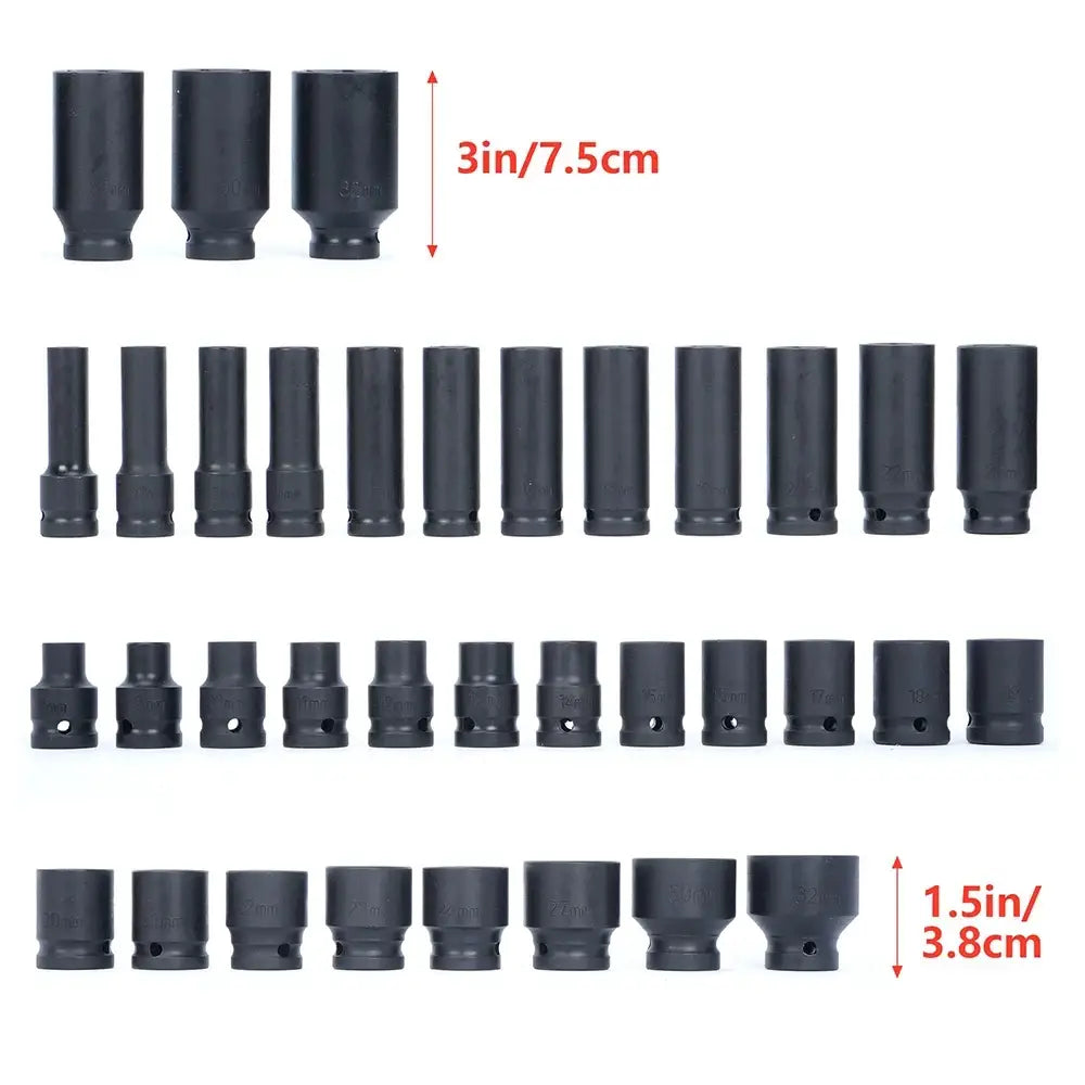 Douilles à chocs longues 1/2″ 8–32 mm – 35 pièces - Allemagne - douilles à chocs longues 1/2 8 32 mm