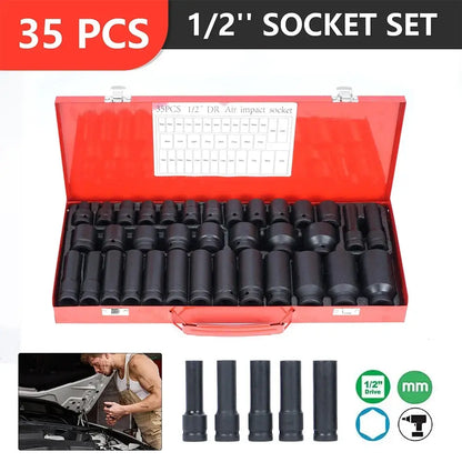 Douilles à chocs longues 1/2″ 8–32 mm – 35 pièces - Allemagne - douilles à chocs longues 1/2 8 32 mm