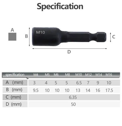Douilles adaptatrices pour tarauds M4 à M12 – 6 pièces - 6 douilles pour tarauds - Adaptateurs pour tarauds