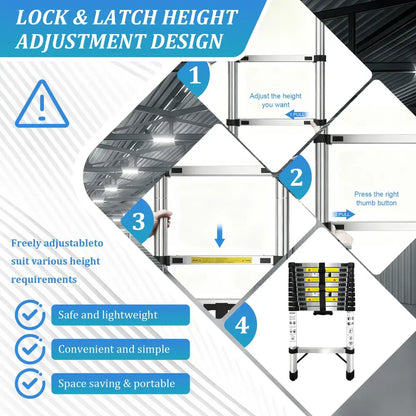 Échelle télescopique inox – 2,6 à 4,4 m sans crochets - échelle télescopique inox
