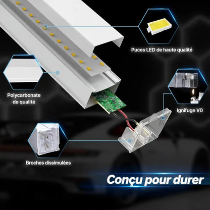Éclairage hexagonal de garage – texte en français