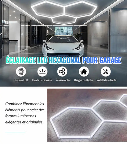 Éclairage hexagonal de garage – texte en français