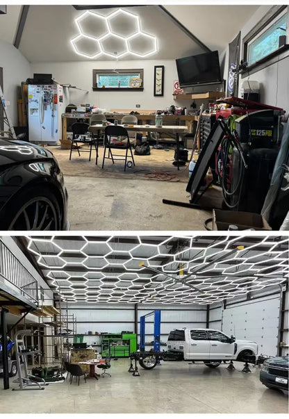 Éclairage LED hexagonal garage – blanc froid 6 500 K - éclairage LED hexagonal garage