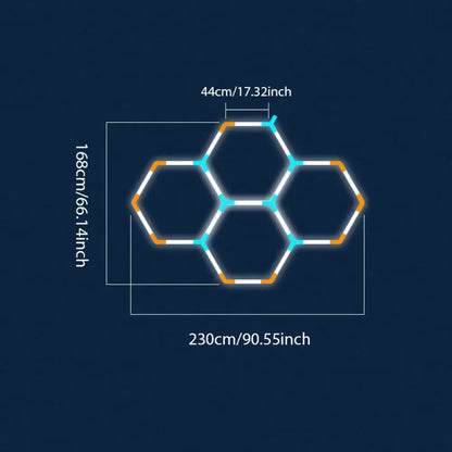 Éclairage LED hexagonal garage – blanc froid 6 500 K - Modèle HC-1624 / Depuis l’Allemagne - éclairage LED hexagonal
