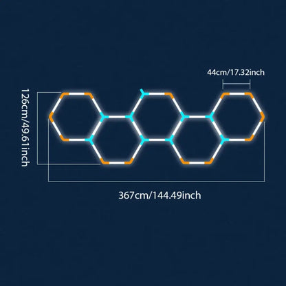 Éclairage LED hexagonal garage – blanc froid 6 500 K - Modèle HC-3712 / Depuis l’Allemagne - éclairage LED hexagonal