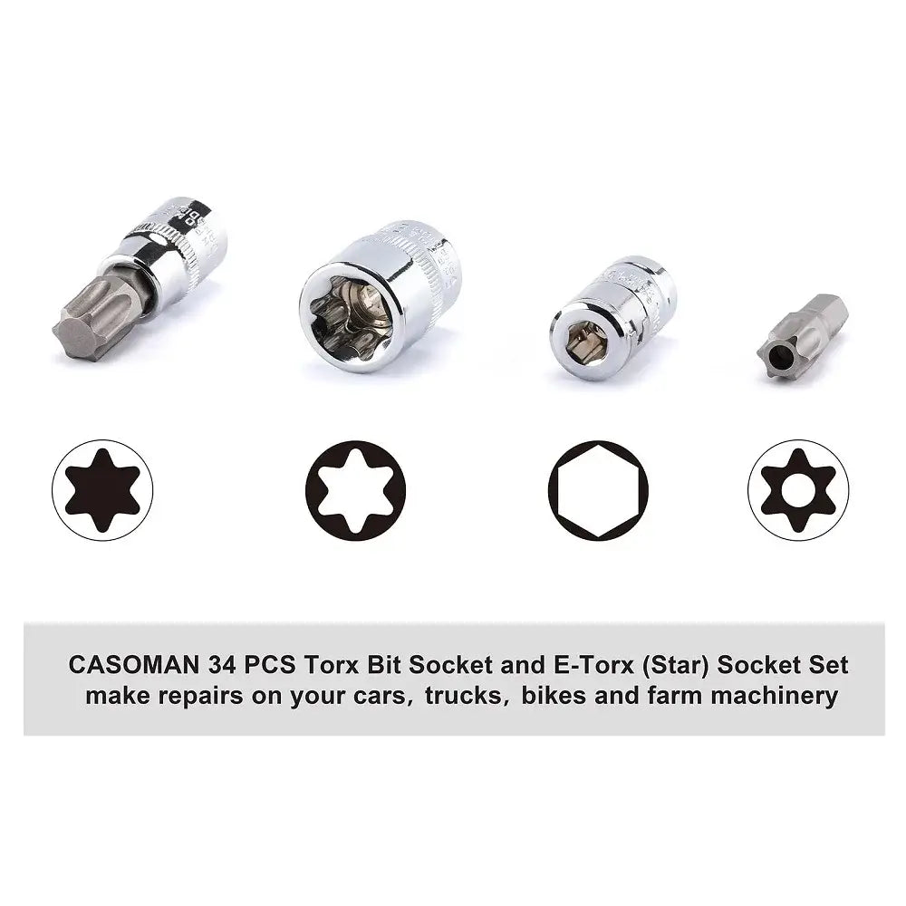 Embouts Torx et douilles E-Torx – jeu de 34 pièces - Jeu de 34 pièces / France - jeu embouts Torx douilles E Torx