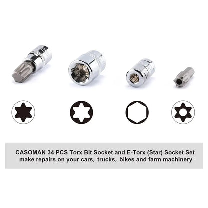 Embouts Torx et douilles E-Torx – jeu de 34 pièces - Jeu de 34 pièces / France - jeu embouts Torx douilles E Torx