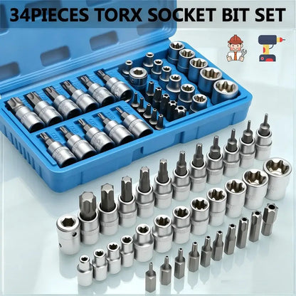 Embouts Torx et douilles E-Torx – jeu de 34 pièces - Jeu de 34 pièces / France - jeu embouts Torx douilles E Torx