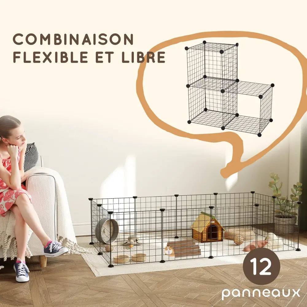 Enclos métallique pour petits animaux – 106 × 73 × 36 cm – détail 3