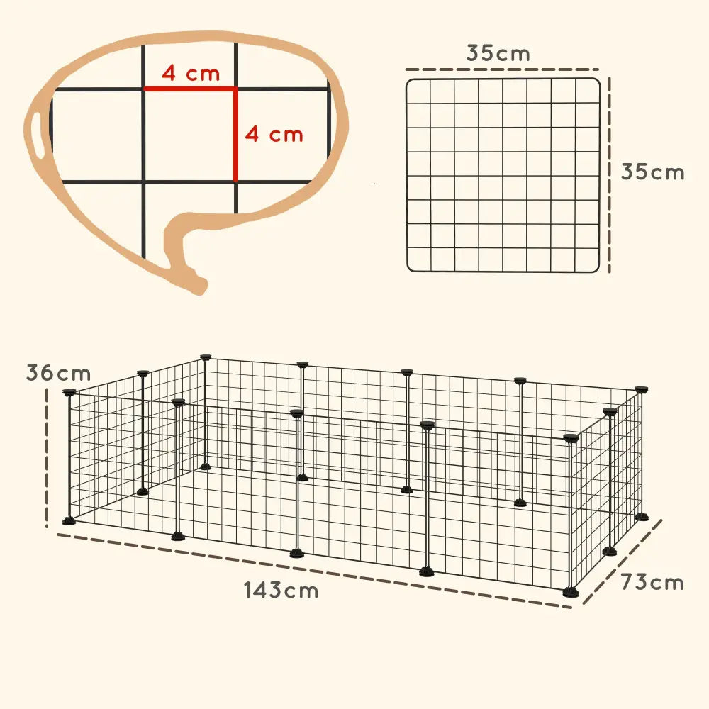 Enclos métallique pour petits animaux – 106 × 73 × 36 cm – détail 5