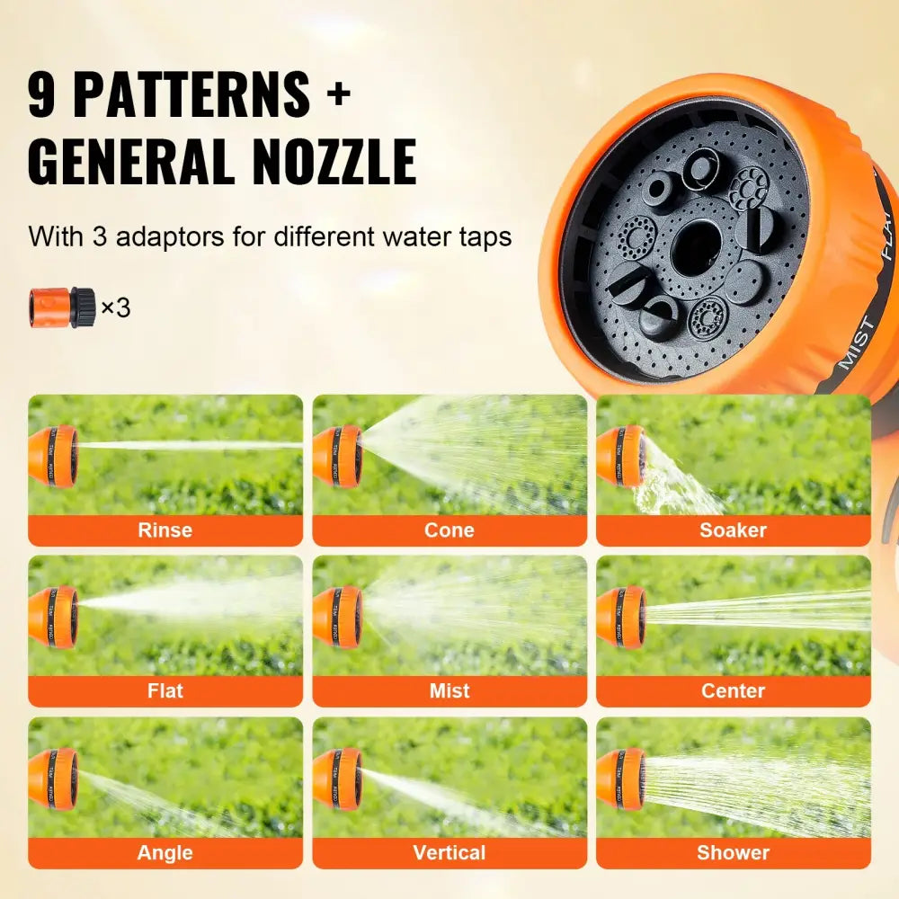 Enrouleur De Tuyau Rétractable Jardin Mural Pivotant Buse 9 Motifs