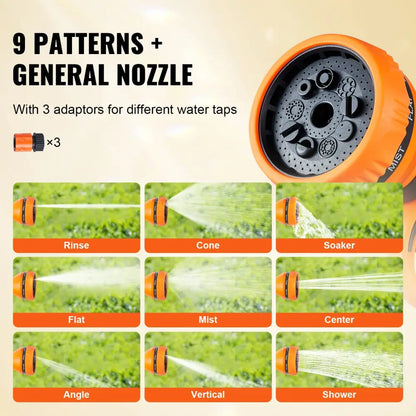 Enrouleur De Tuyau Rétractable Jardin Mural Pivotant Buse 9 Motifs