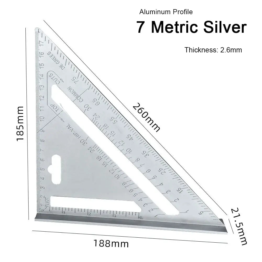 Équerre rapide de charpentier 7″ – aluminium graduation métrique - Équerre rapide de charpentier