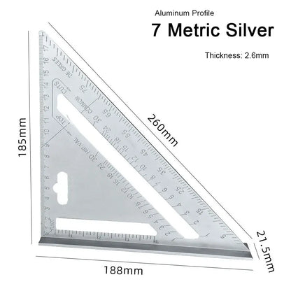 Équerre rapide de charpentier 7″ – aluminium graduation métrique - Équerre rapide de charpentier
