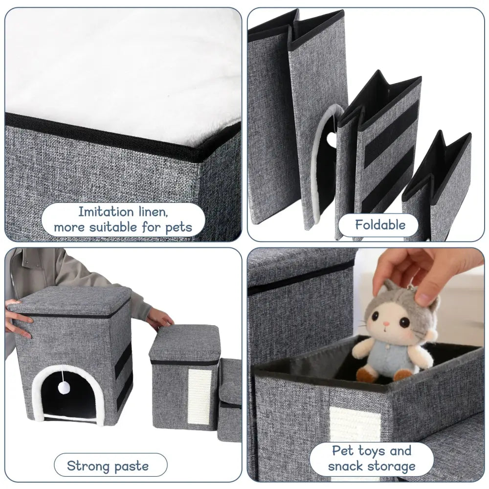 Escalier Pliable Pour Chien Avec Rangement Capacité 60 Kg Antidérapant - GRIS / Pologne