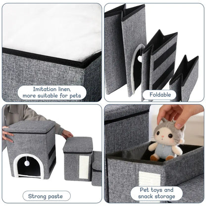 Escalier Pliable Pour Chien Avec Rangement Capacité 60 Kg Antidérapant - GRIS / Pologne