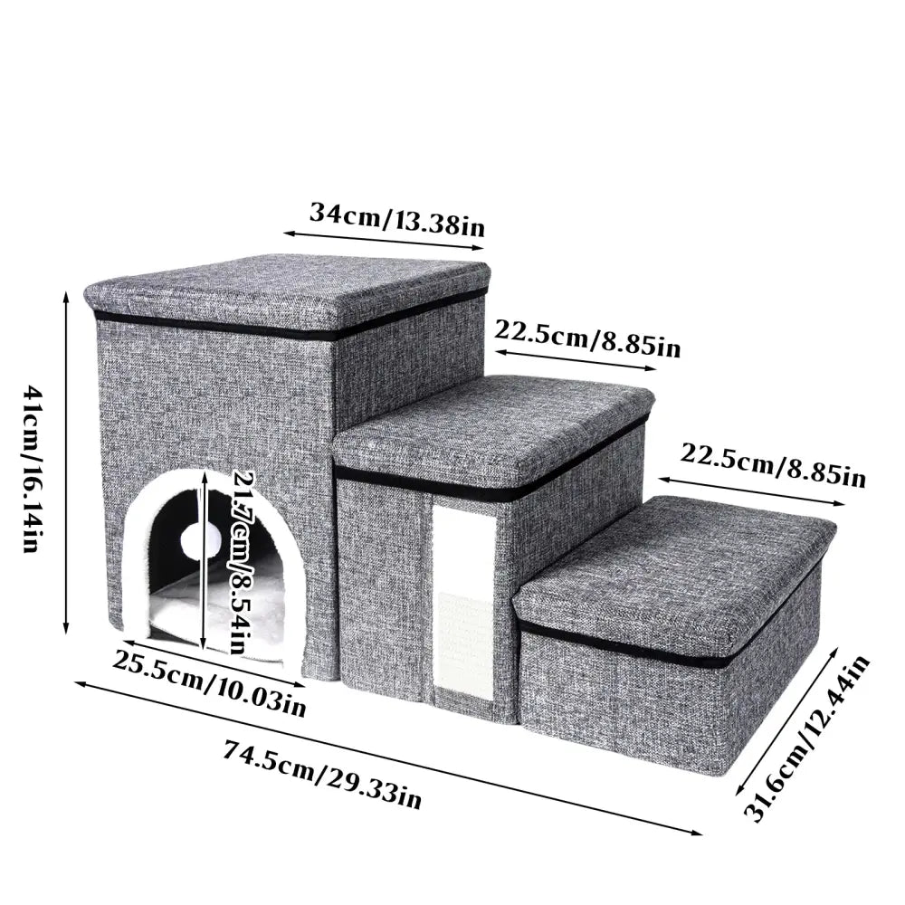 Escalier Pliable Pour Chien Avec Rangement Capacité 60 Kg Antidérapant - GRIS / Pologne