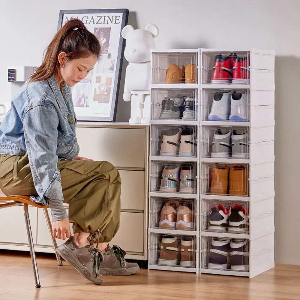 Étagère à chaussures pliable 6 niveaux – blanche - étagère chaussures pliable 6 niveaux