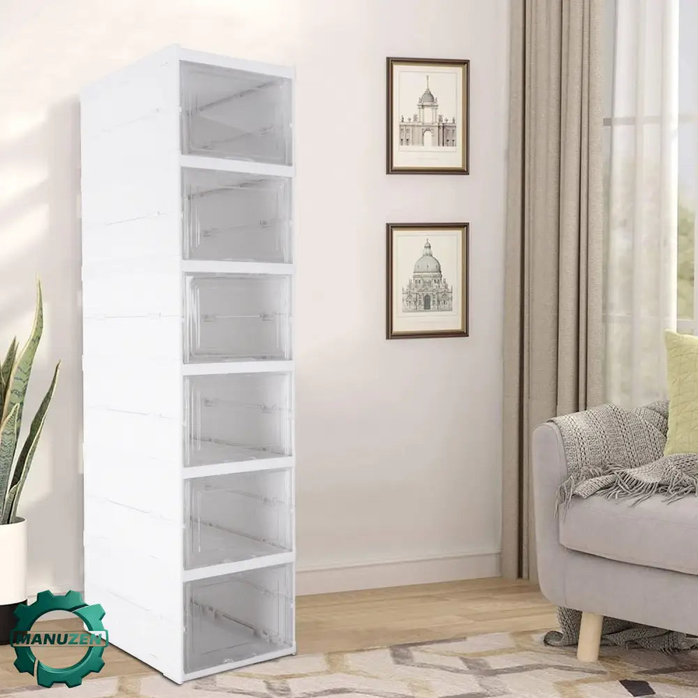 Étagère à chaussures pliable 6 niveaux – blanche - étagère chaussures pliable 6 niveaux