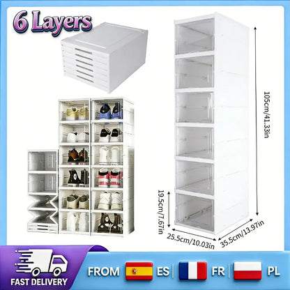 Étagère à chaussures pliable 6 niveaux – blanche - étagère chaussures pliable 6 niveaux