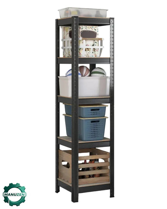 Étagère de rangement 5 niveaux – 37 × 37 × 150 cm - Jaune et noir / France - étagère rangement 5 niveaux compacte