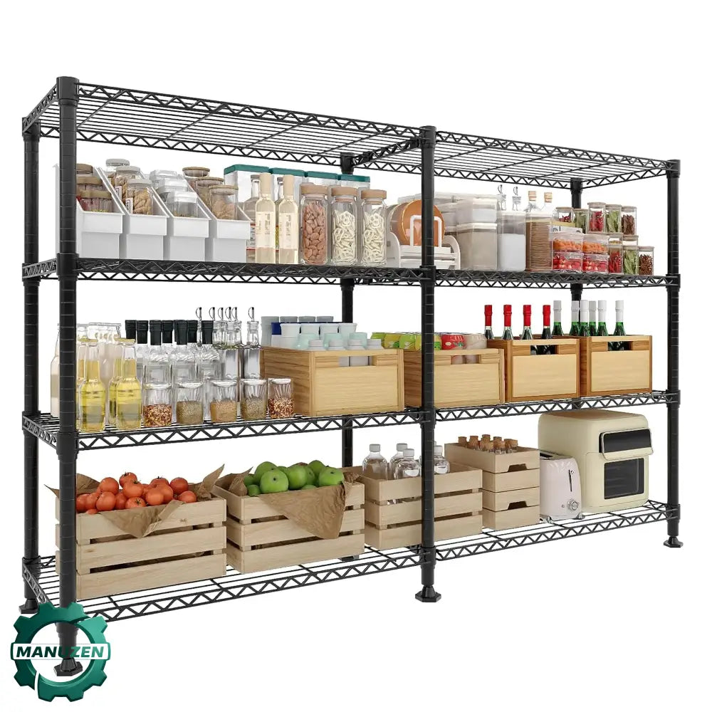 Étagère métallique 4 niveaux en L – 150 × 35 × 151 cm – variante Noir – 4 niveaux / Allemagne