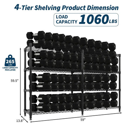 Étagère métallique 4 niveaux en L – 150 × 35 × 151 cm – détail produit 4