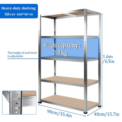 Étagère métallique 5 niveaux – plateaux MDF réglables - 90 × 40 × 160 cm – blanc / Allemagne - étagère métallique 5