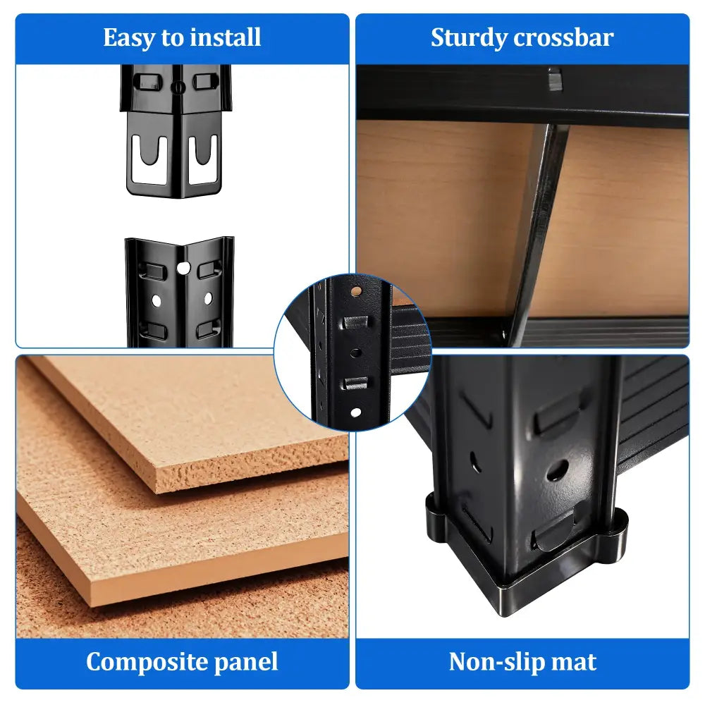 Étagère métallique 5 niveaux – plateaux MDF réglables - étagère métallique 5 niveaux garage