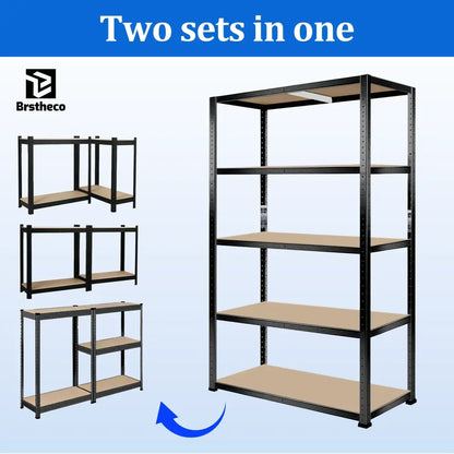 Étagère métallique 5 niveaux – plateaux MDF réglables - étagère métallique 5 niveaux garage