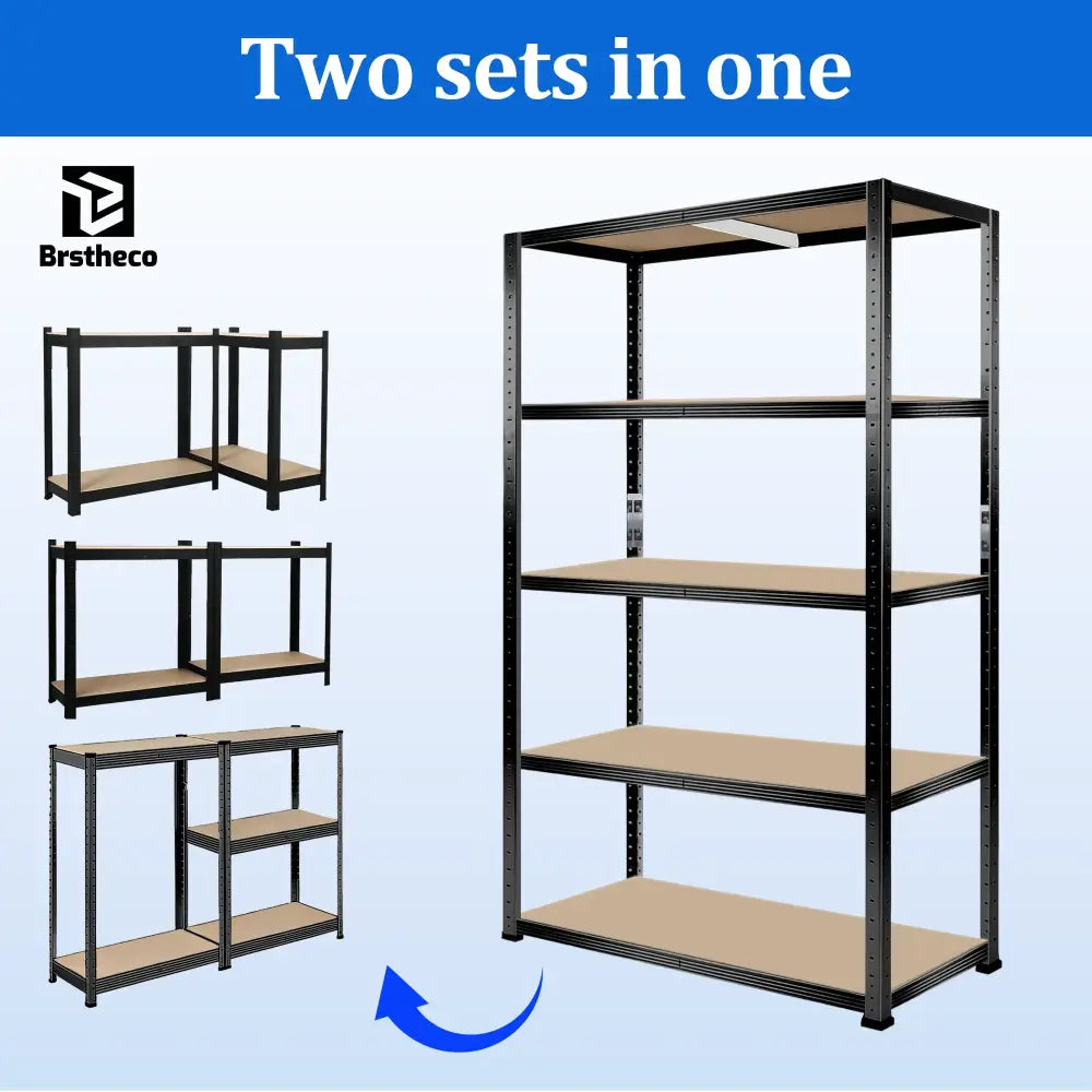 Étagère métallique 5 niveaux – plateaux MDF réglables - étagère métallique 5 niveaux garage