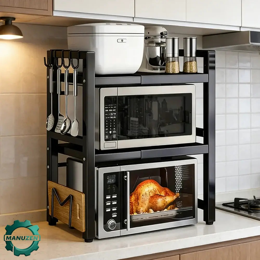 Étagère micro-ondes 2 ou 3 niveaux – rangement cuisine en acier - Étagère micro-ondes