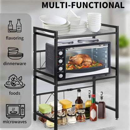 Étagère micro-ondes 2 ou 3 niveaux – rangement cuisine en acier - Étagère micro-ondes