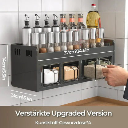 Étagère murale à épices inox sans perçage – 4 ou 5 pots – photo produit 2