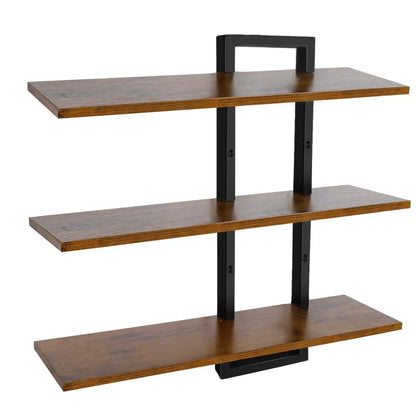 Étagère murale flottante 3 niveaux en bois et métal – 18 kg - Brun / France - Étagère murale