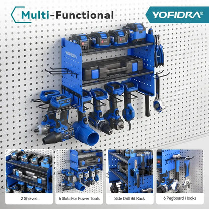 Étagère murale métal 3 niveaux pour outils et perceuses – détail 2