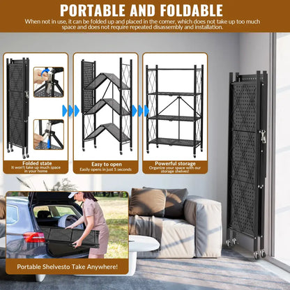 Étagère pliante 4 niveaux sur roulettes – 154 kg – détail produit 5